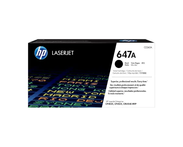 HP 647A (CE260A) Color LaserJet CM4540, CP4025, CP4525 Black Toner Cartridge (8,500 Yield)